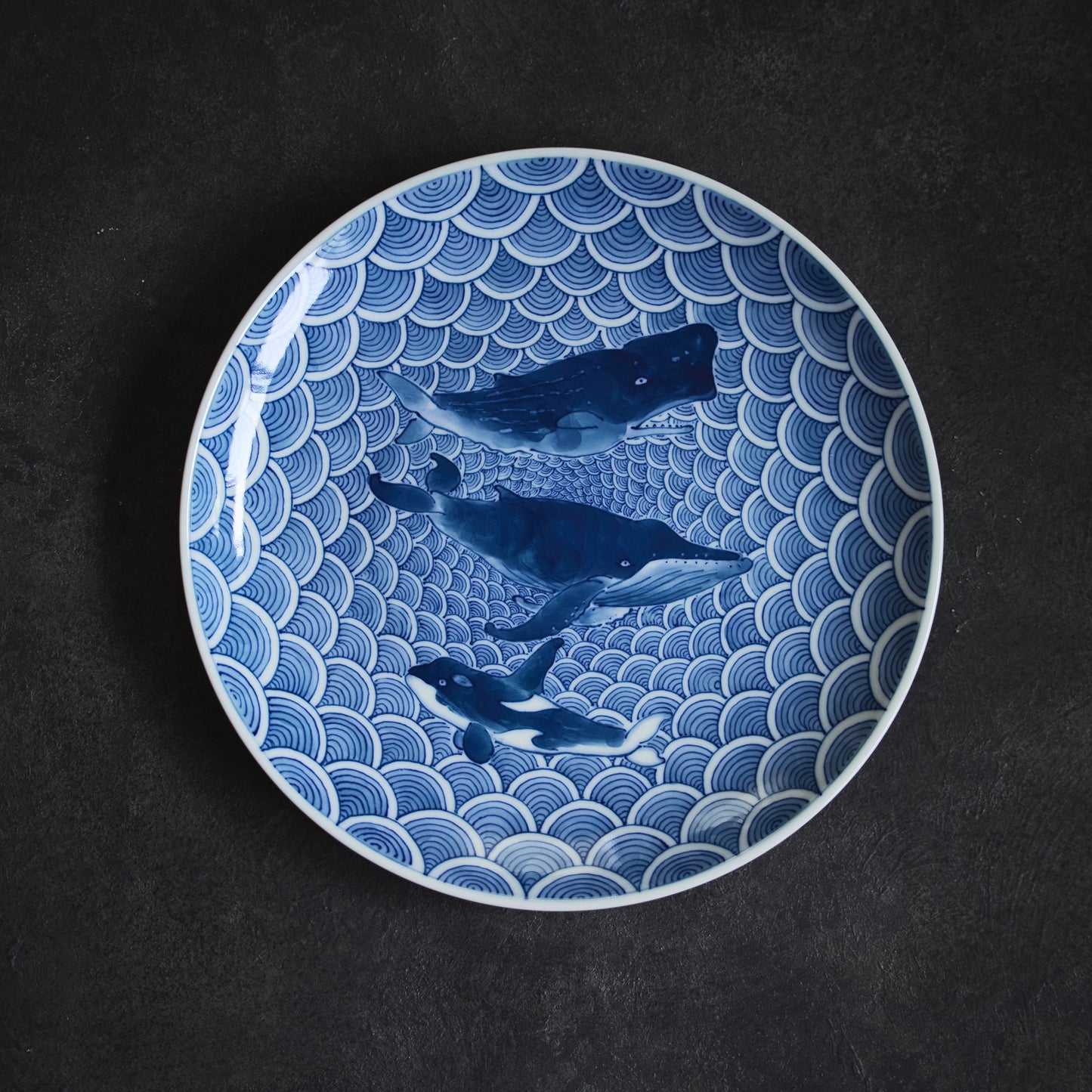 6-inch Plate – Seigaiha Whale Design